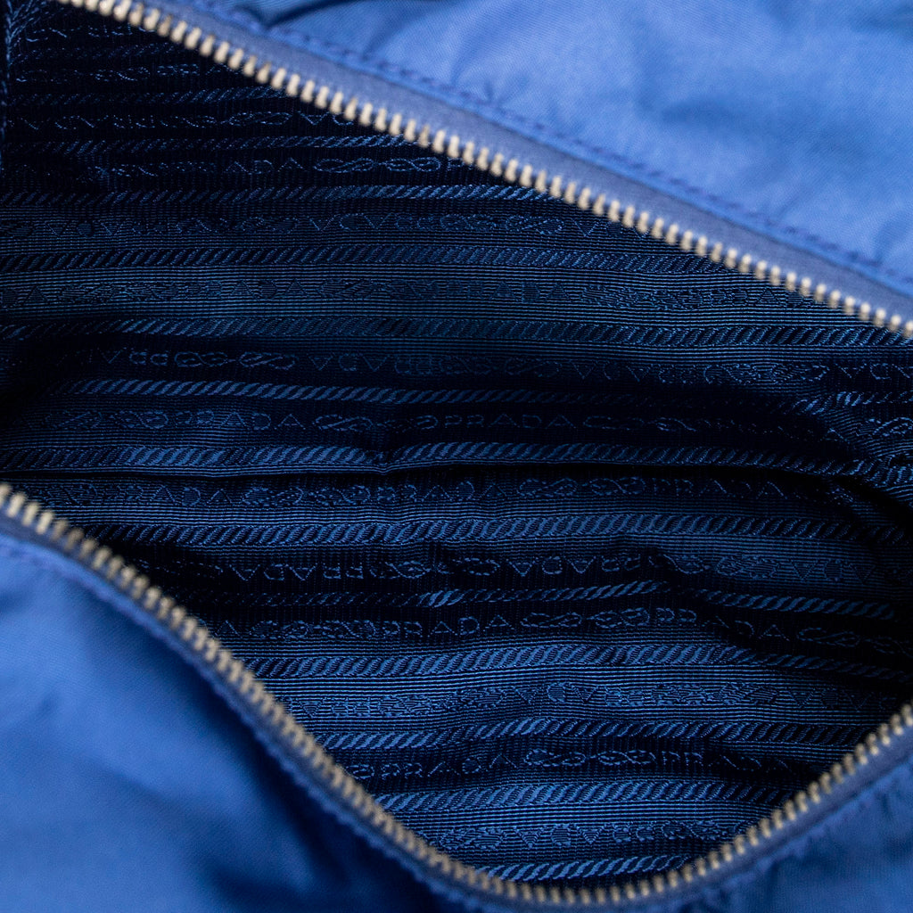 Shoulder Bag Small Convertible Zip Tote Blue Nylon Canvas