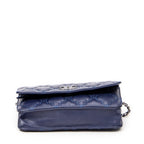Bolso de hombro Hampton con cartera con cadena de piel de cordero azul marino con doble pespunte