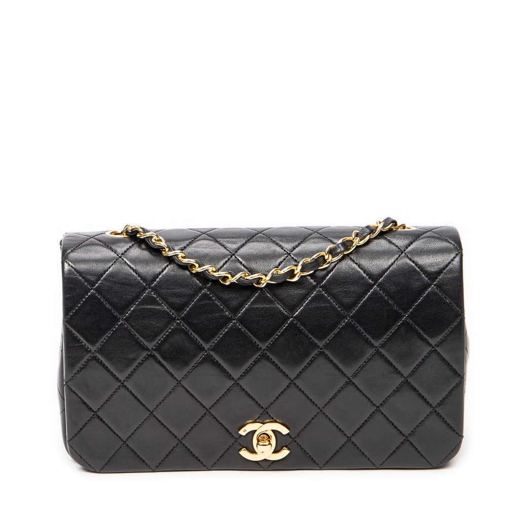 Shoulder Bag Mademoiselle Full Flap Black Quilted Lambskin Leather