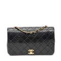 Shoulder Bag Mademoiselle Full Flap Black Quilted Lambskin Leather
