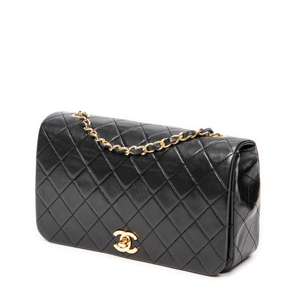 Shoulder Bag Mademoiselle Full Flap Black Quilted Lambskin Leather
