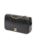 Shoulder Bag Mademoiselle Full Flap Black Quilted Lambskin Leather