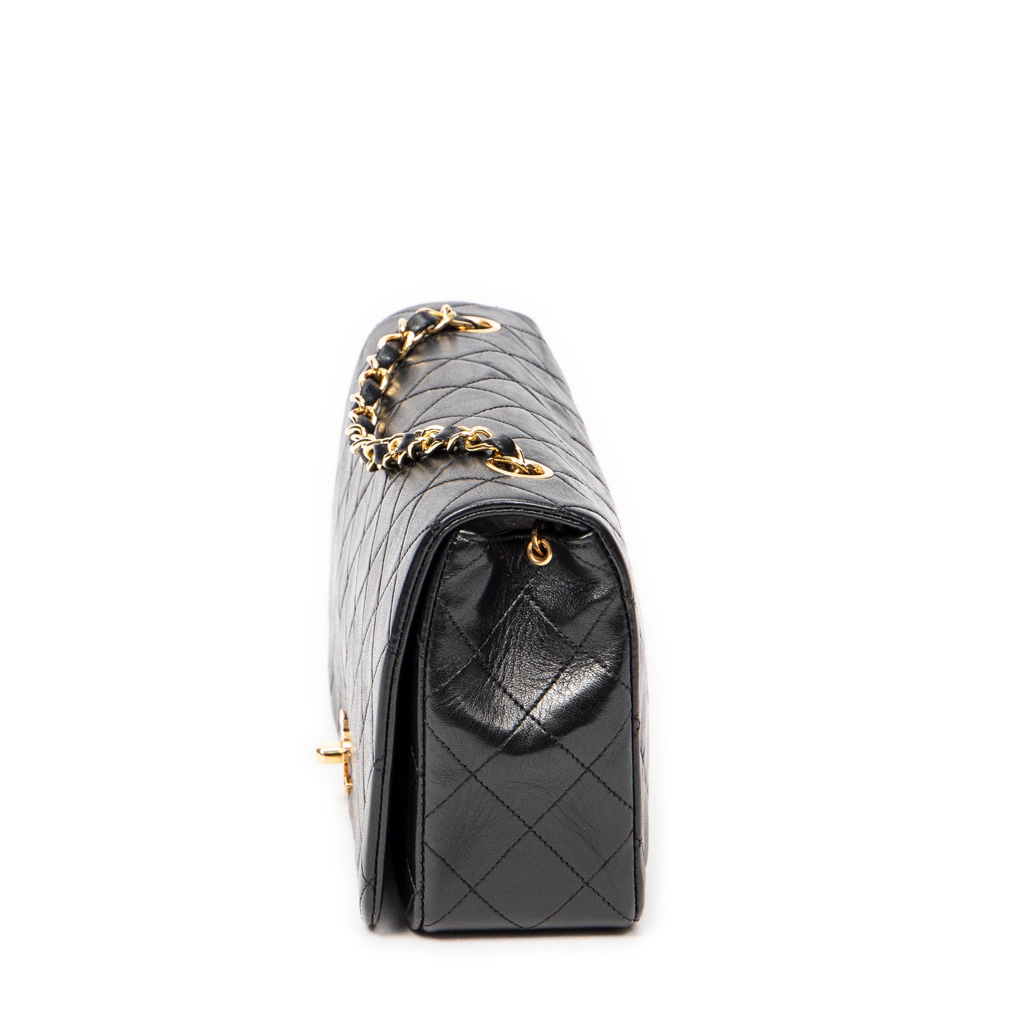 Shoulder Bag Mademoiselle Full Flap Black Quilted Lambskin Leather