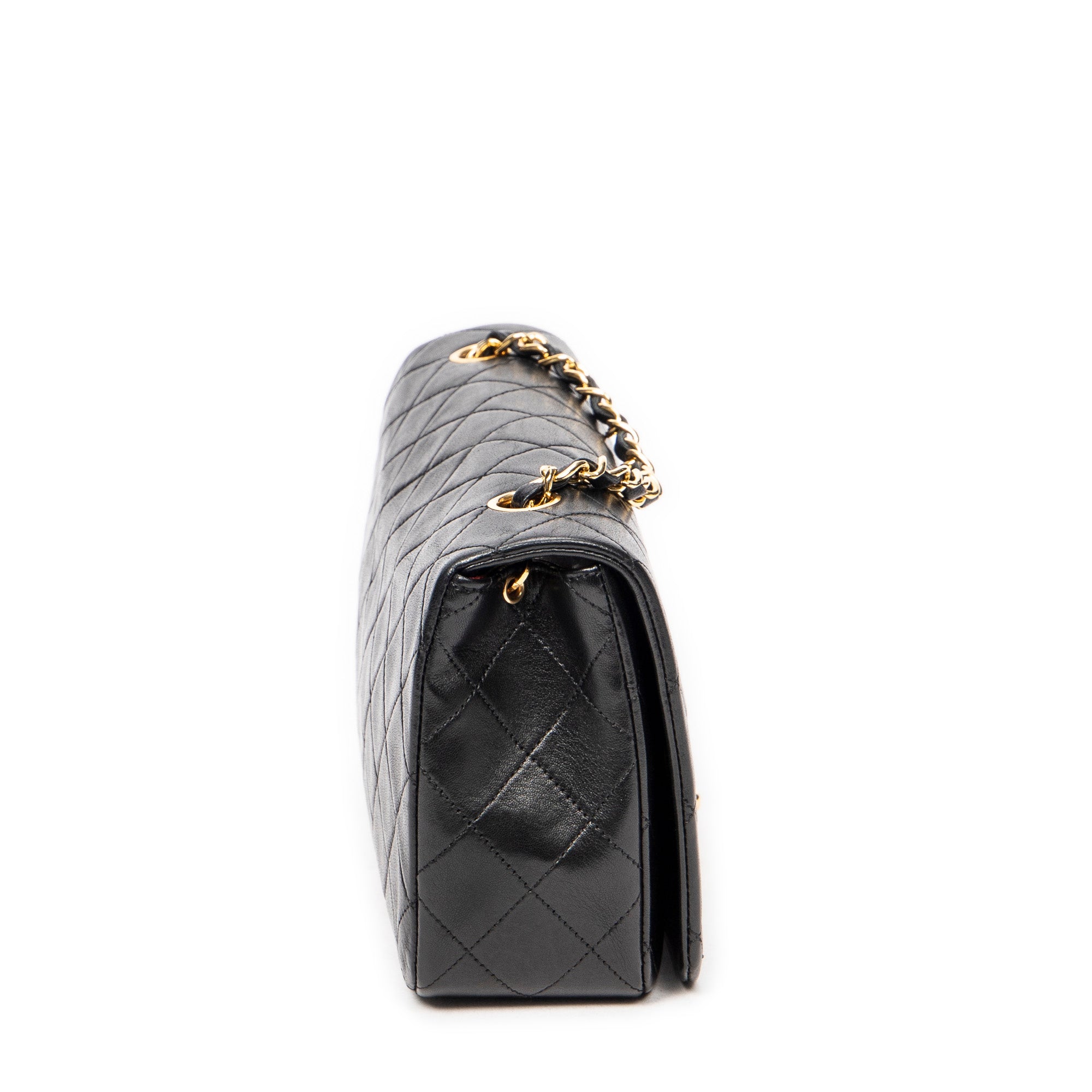 Shoulder Bag Mademoiselle Full Flap Black Quilted Lambskin Leather