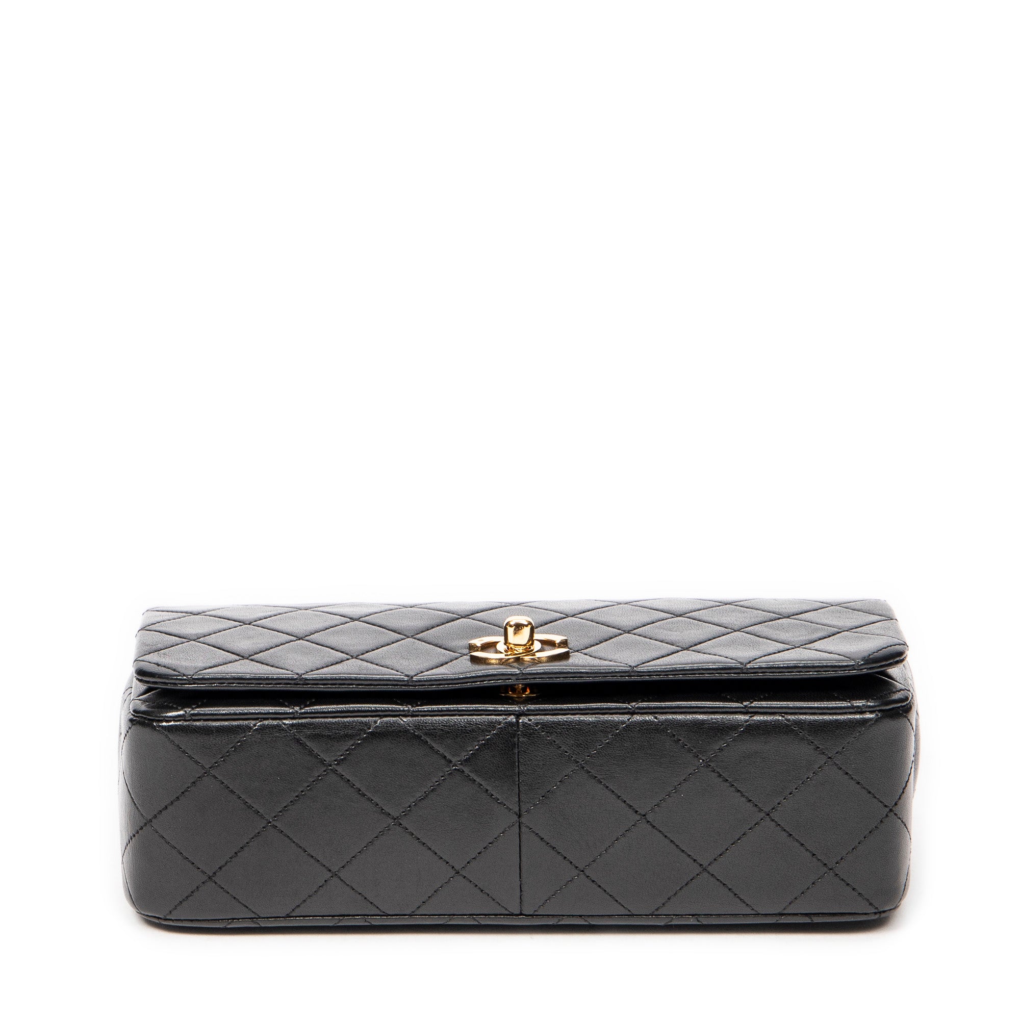 Shoulder Bag Mademoiselle Full Flap Black Quilted Lambskin Leather