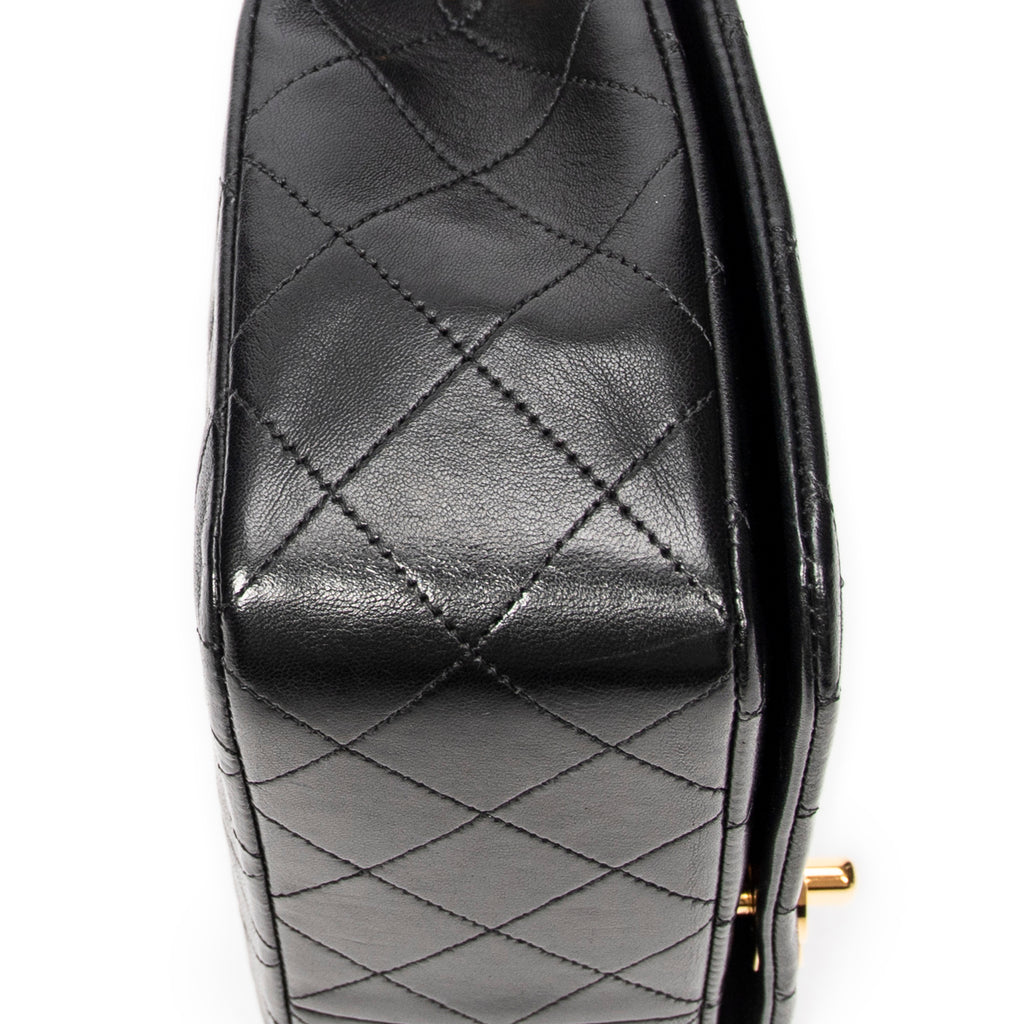 Shoulder Bag Mademoiselle Full Flap Black Quilted Lambskin Leather