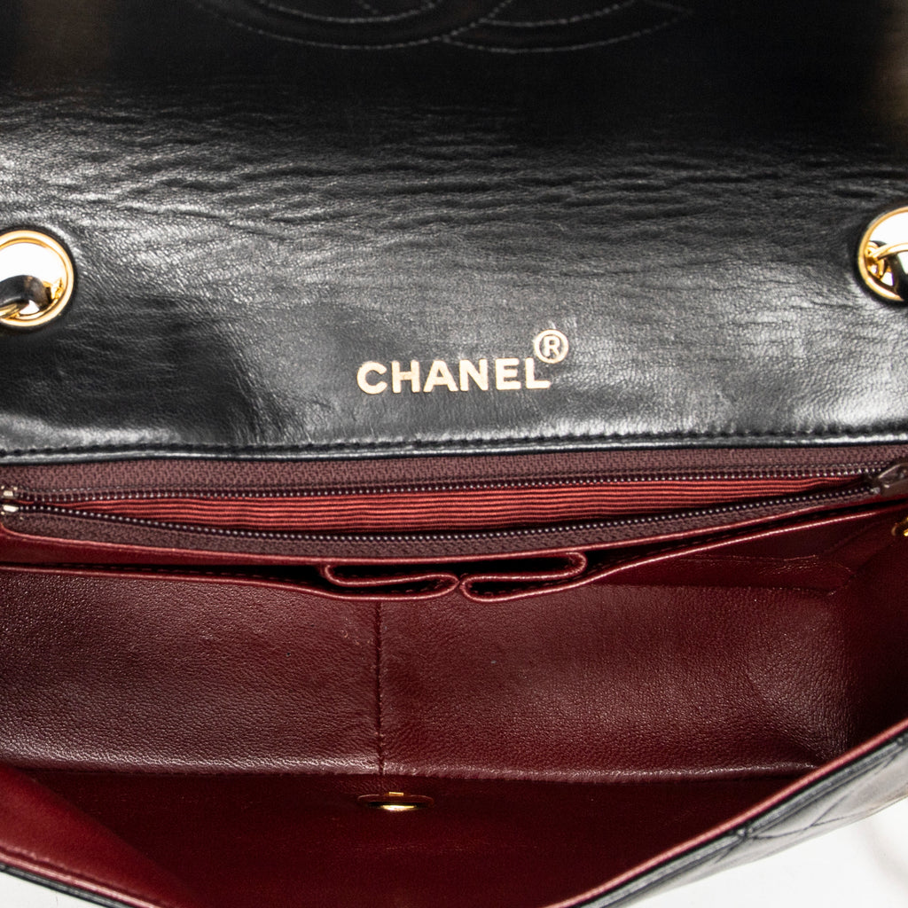 Shoulder Bag Mademoiselle Full Flap Black Quilted Lambskin Leather