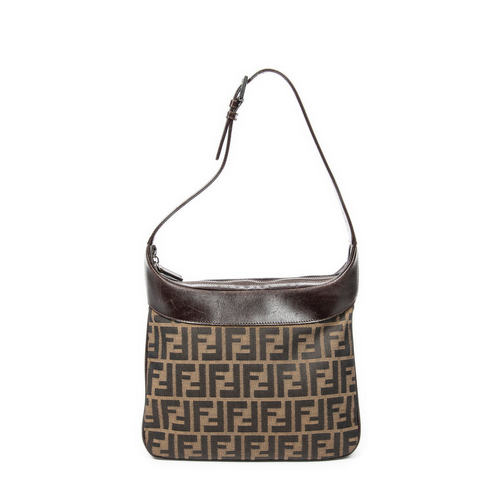 Shoulder Bag Vintage Square Zip Hobo Tan Zucca Canvas