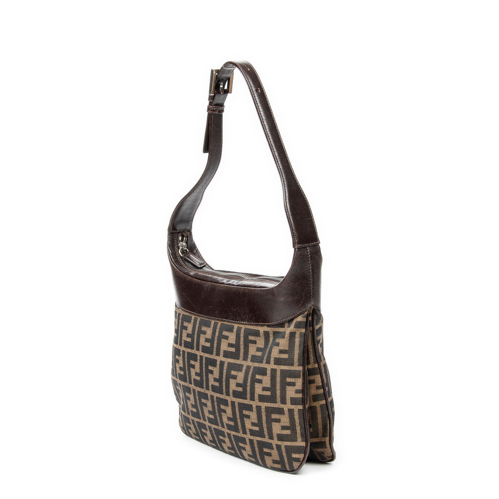 Shoulder Bag Vintage Square Zip Hobo Tan Zucca Canvas