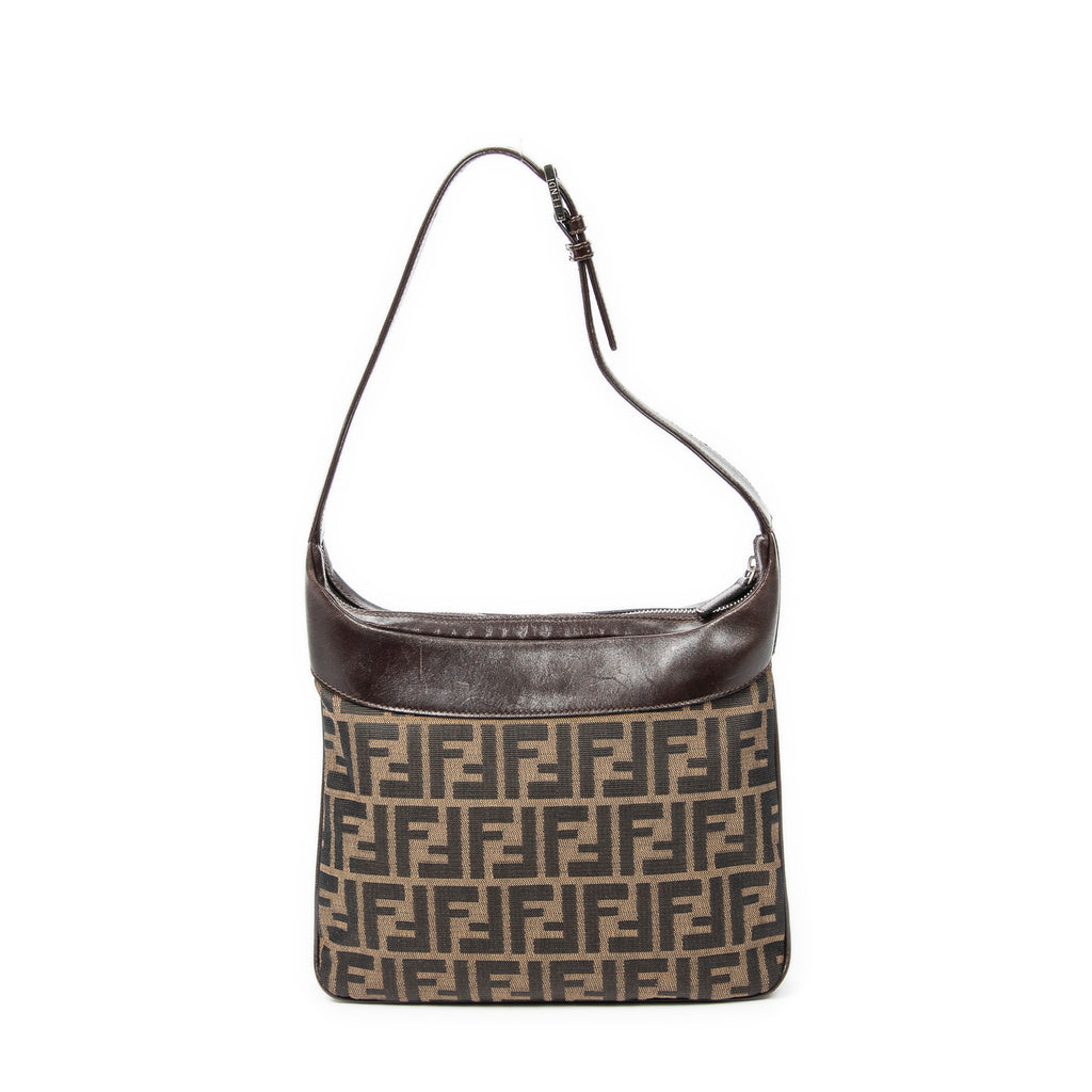 Shoulder Bag Vintage Square Zip Hobo Tan Zucca Canvas