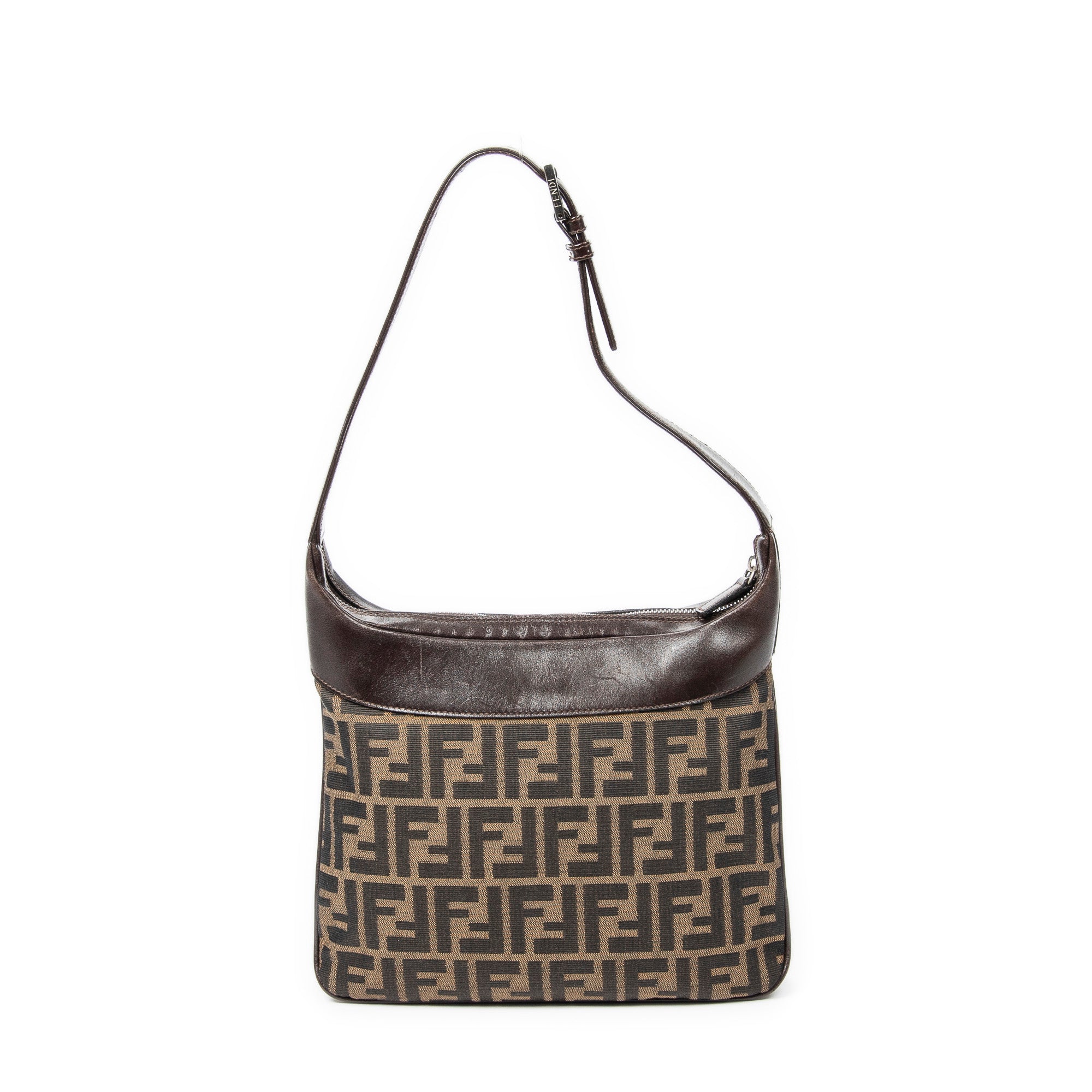 Shoulder Bag Vintage Square Zip Hobo Tan Zucca Canvas