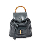 Backpack Mini Bamboo Backpack Navy Calfskin Leather