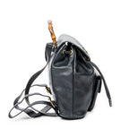 Backpack Mini Bamboo Backpack Navy Calfskin Leather