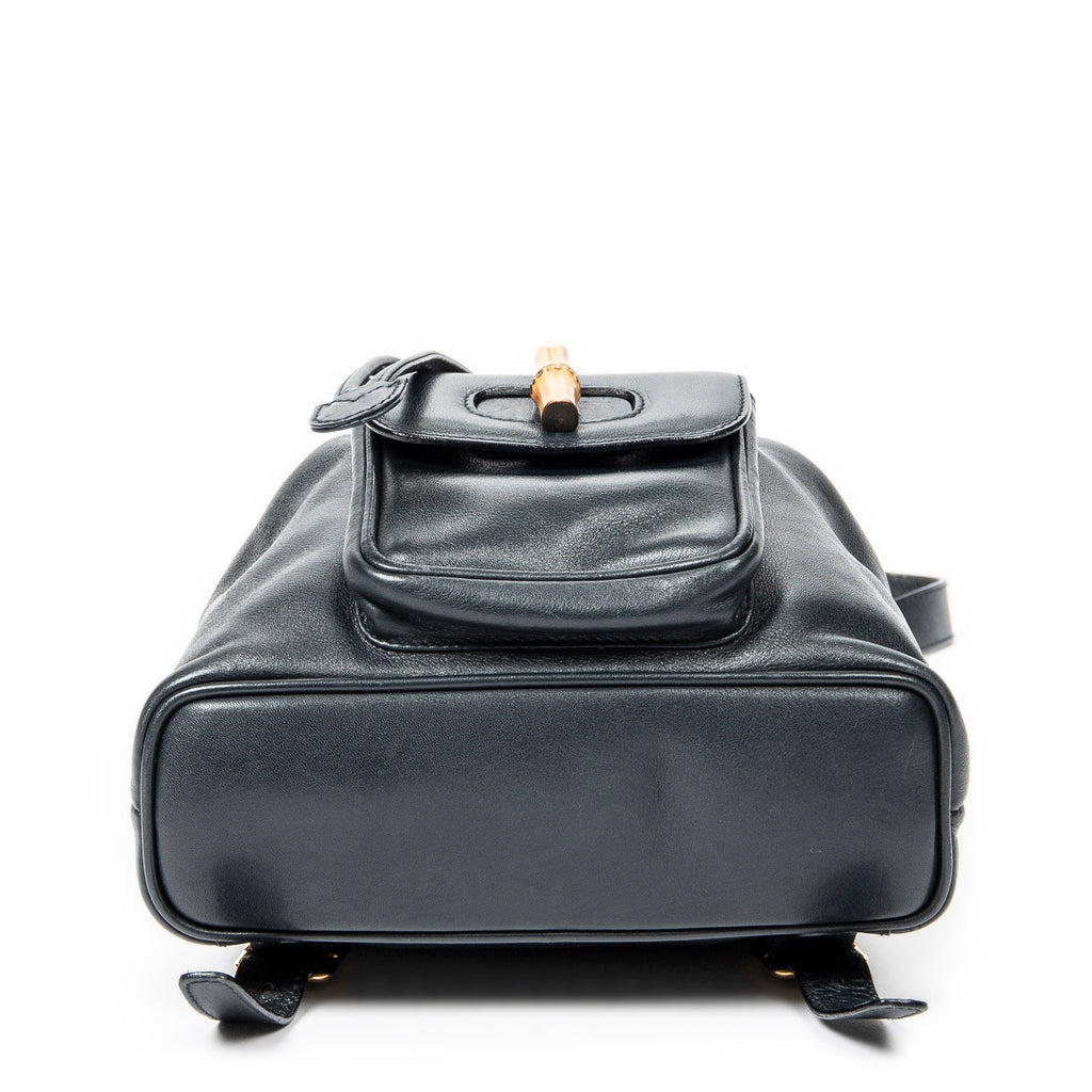 Backpack Mini Bamboo Backpack Navy Calfskin Leather