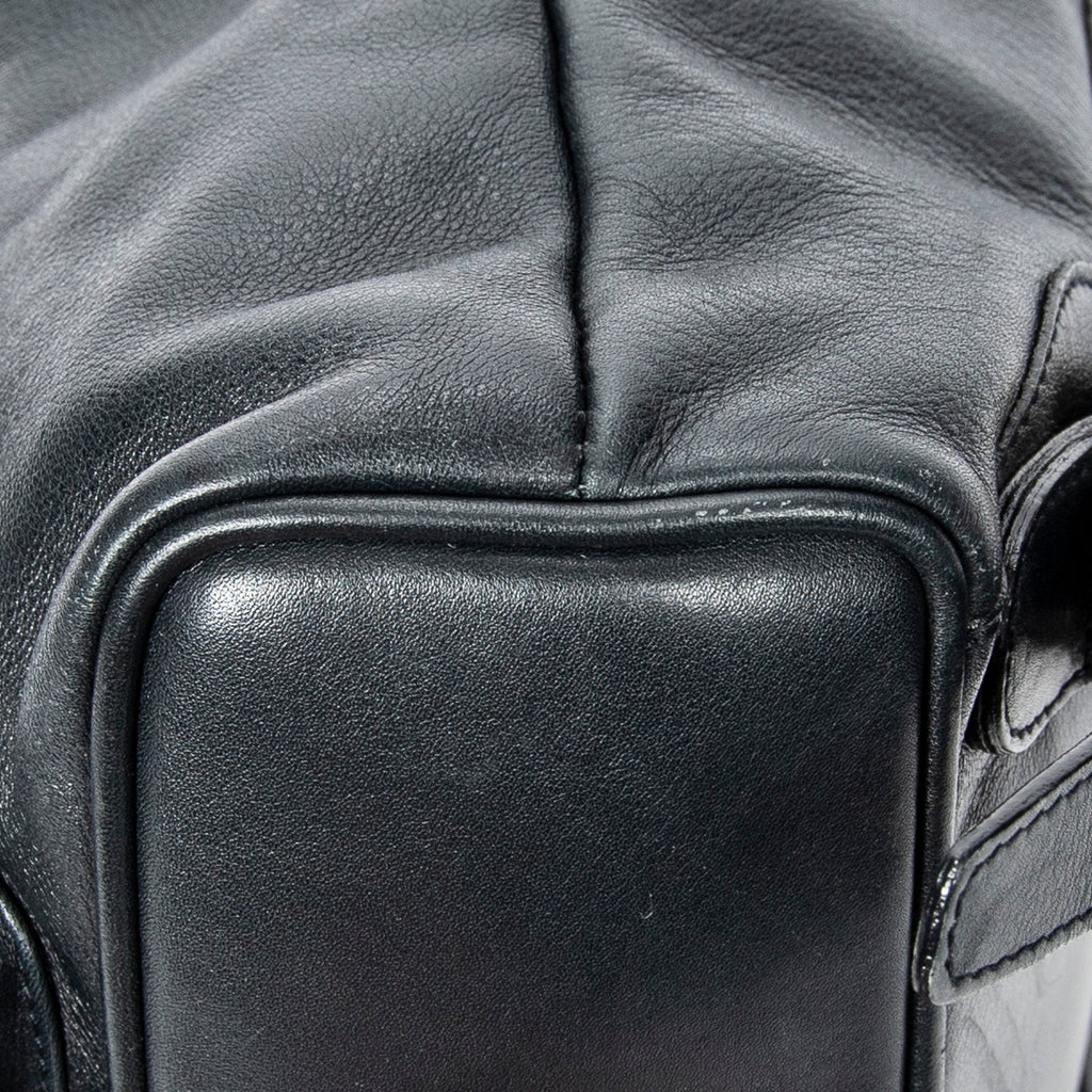 Backpack Mini Bamboo Backpack Navy Calfskin Leather