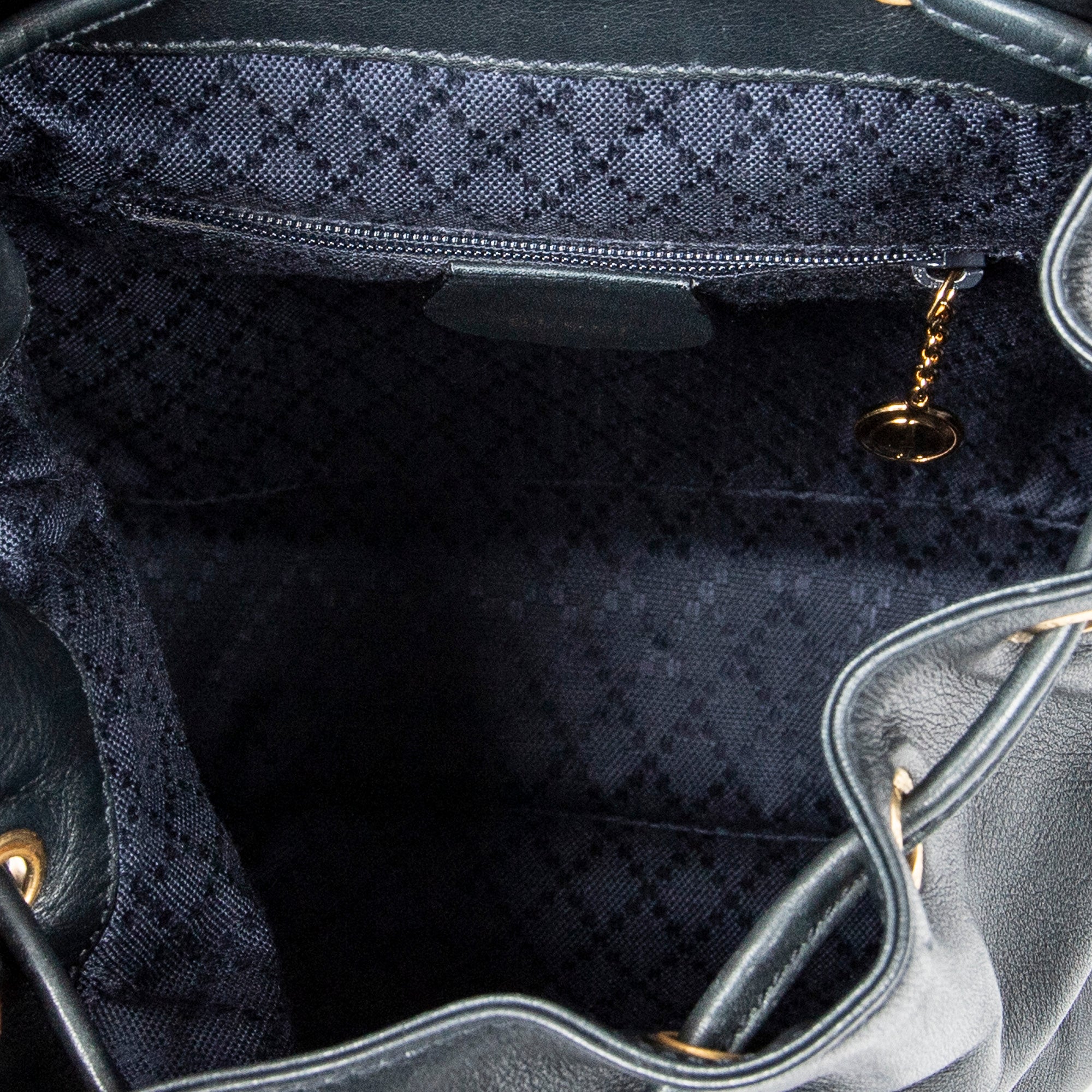 Backpack Mini Bamboo Backpack Navy Calfskin Leather