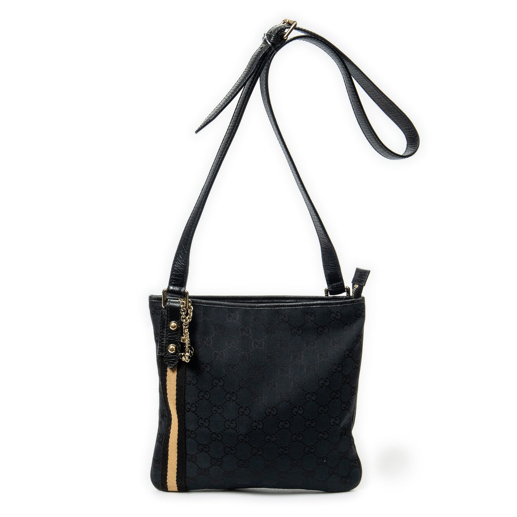 Bandolera Web Jolicoeur Crossbody de lona monogram negra