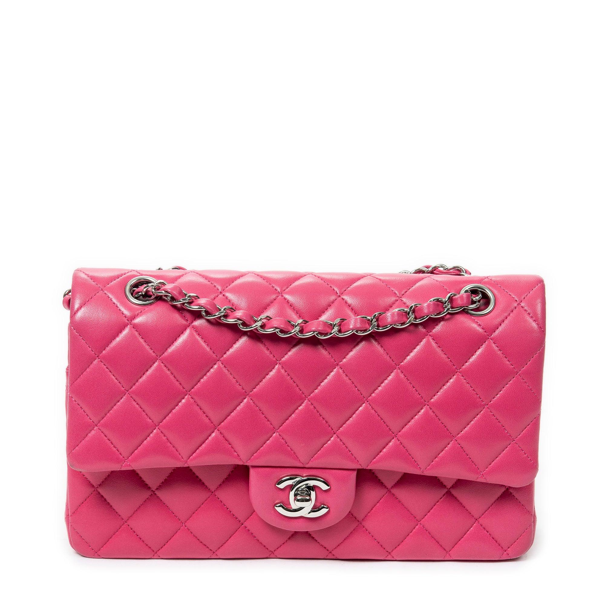 Shoulder Bag Classic Double Flap 26 Pink Quilted Lambskin Leather