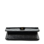 Shoulder Bag Vintage Push Lock Straight Flap Black Quilted Lambskin Leather