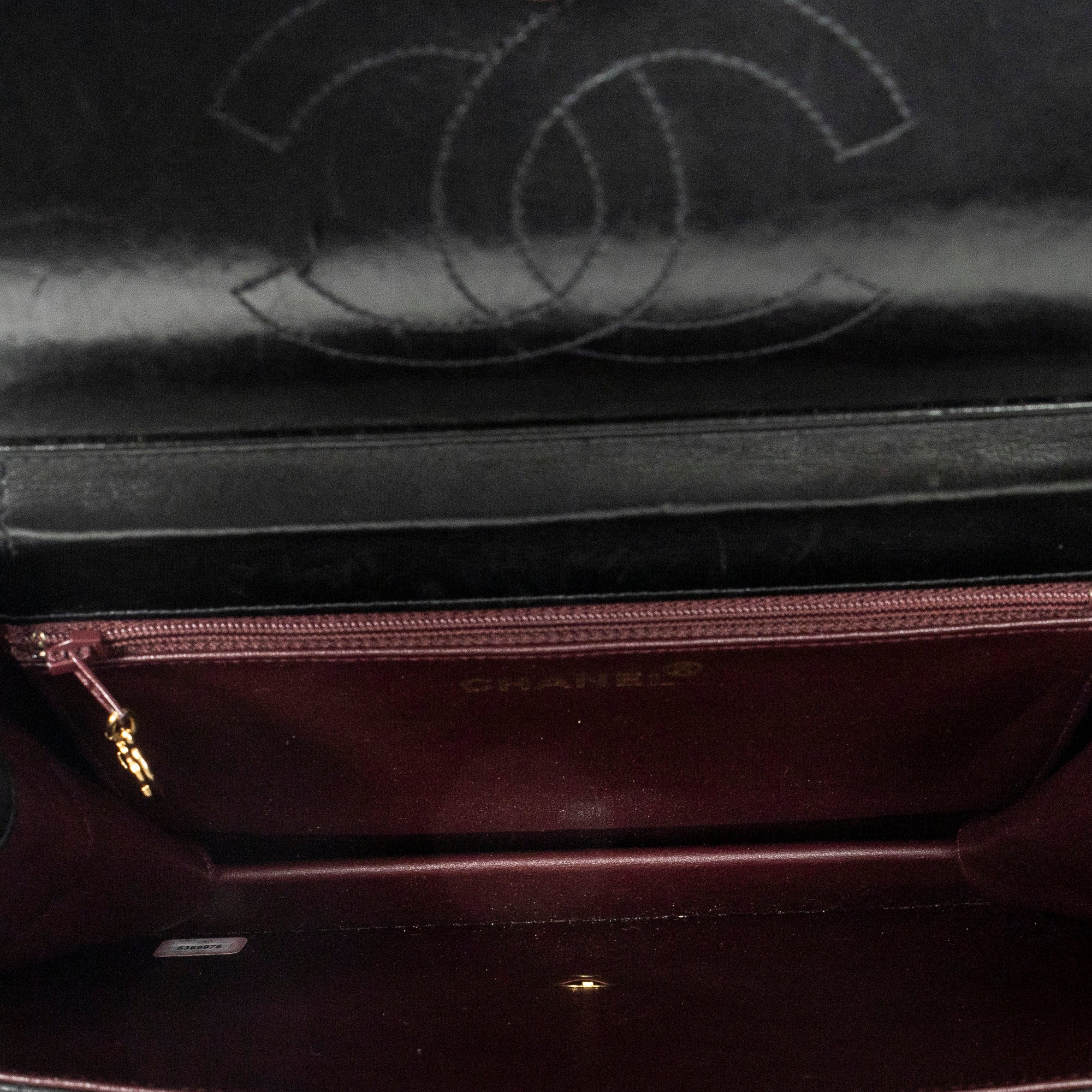 Shoulder Bag Vintage Push Lock Straight Flap Black Quilted Lambskin Leather