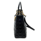 Bandolera Lady Dior Grande con cremallera de piel de cordero Cannage negra