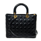 Shoulder Bag Large Lady Dior Zip Black Cannage Lambskin Leather