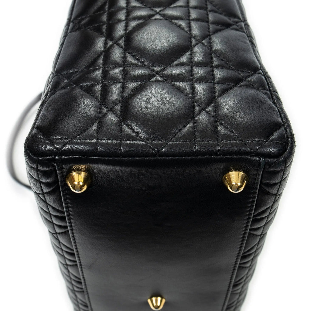 Bandolera Lady Dior Grande con cremallera de piel de cordero Cannage negra
