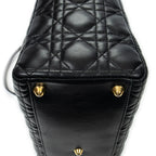 Bandolera Lady Dior Grande con cremallera de piel de cordero Cannage negra