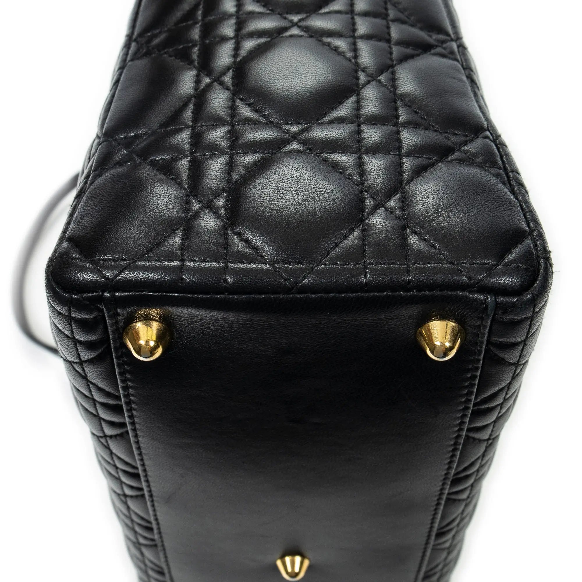Bandolera Lady Dior Grande con cremallera de piel de cordero Cannage negra