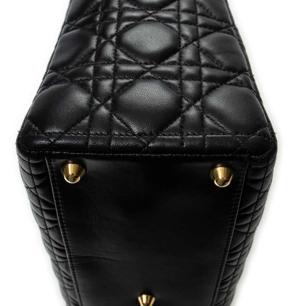 Shoulder Bag Large Lady Dior Zip Black Cannage Lambskin Leather