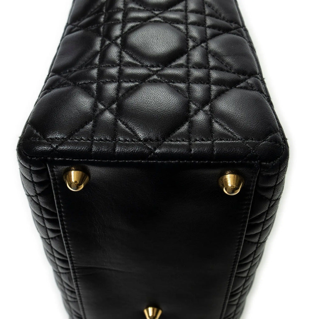 Bandolera Lady Dior Grande con cremallera de piel de cordero Cannage negra