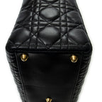 Bandolera Lady Dior Grande con cremallera de piel de cordero Cannage negra