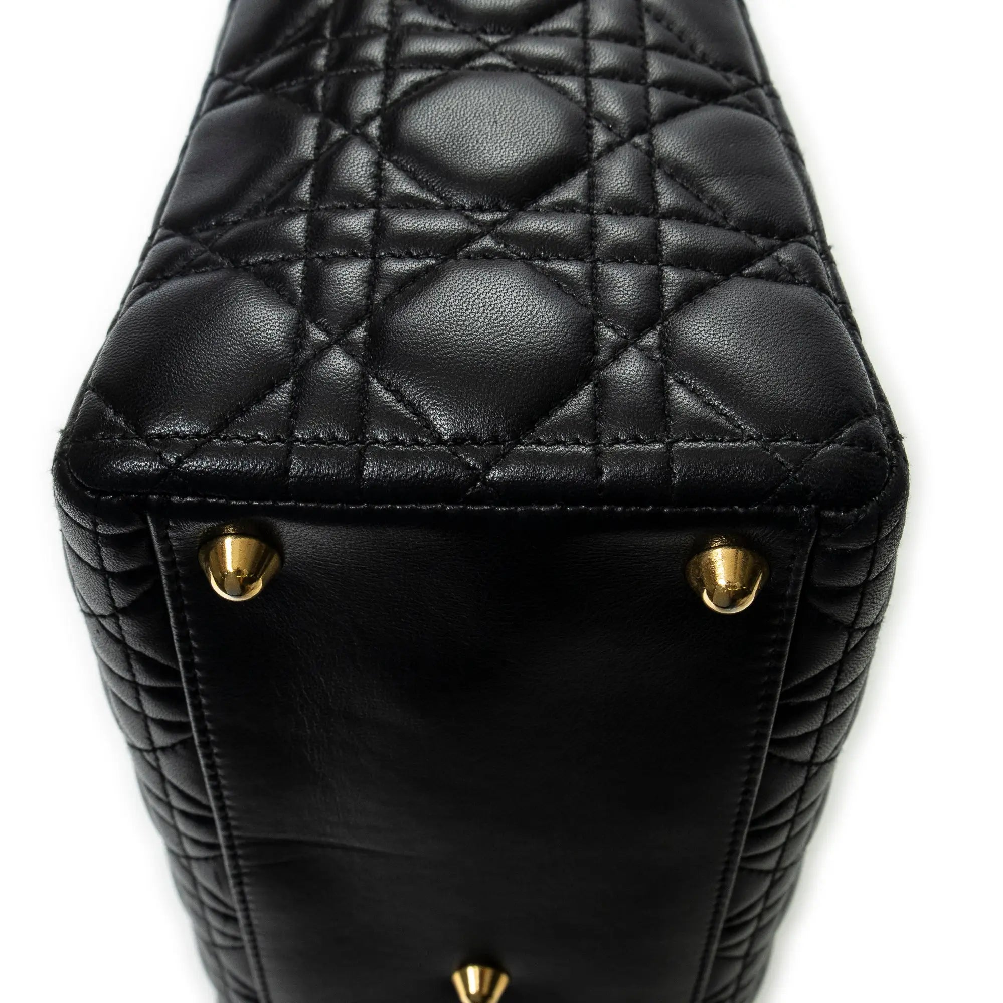Bandolera Lady Dior Grande con cremallera de piel de cordero Cannage negra