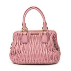 Shoulder Bag Frame Tote Pink Nappa Matelasse Leather
