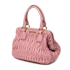 Shoulder Bag Frame Tote Pink Nappa Matelasse Leather