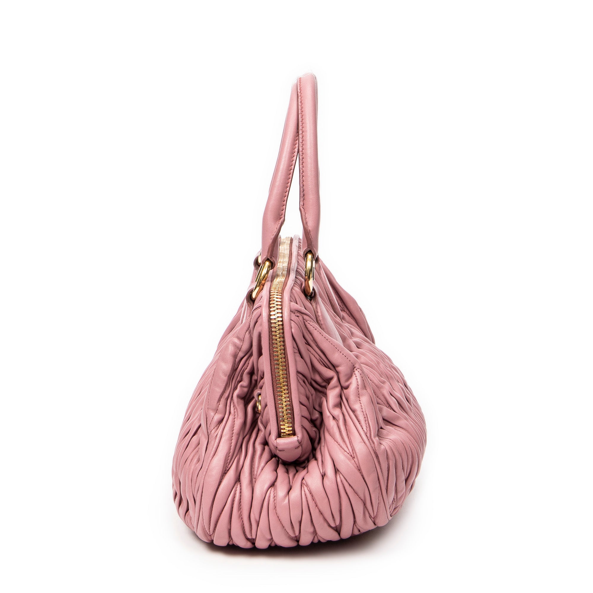 Shoulder Bag Frame Tote Pink Nappa Matelasse Leather