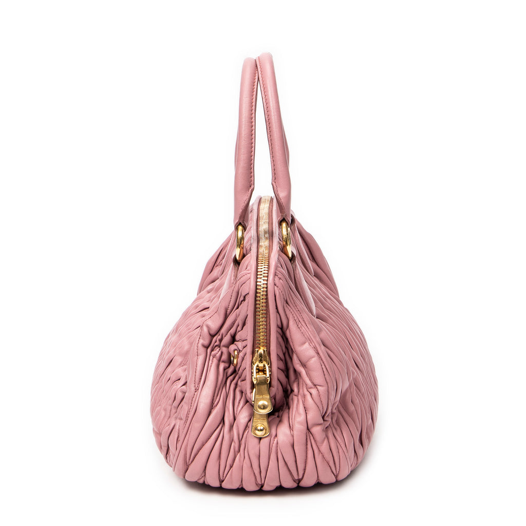 Shoulder Bag Frame Tote Pink Nappa Matelasse Leather