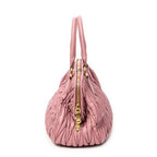 Shoulder Bag Frame Tote Pink Nappa Matelasse Leather