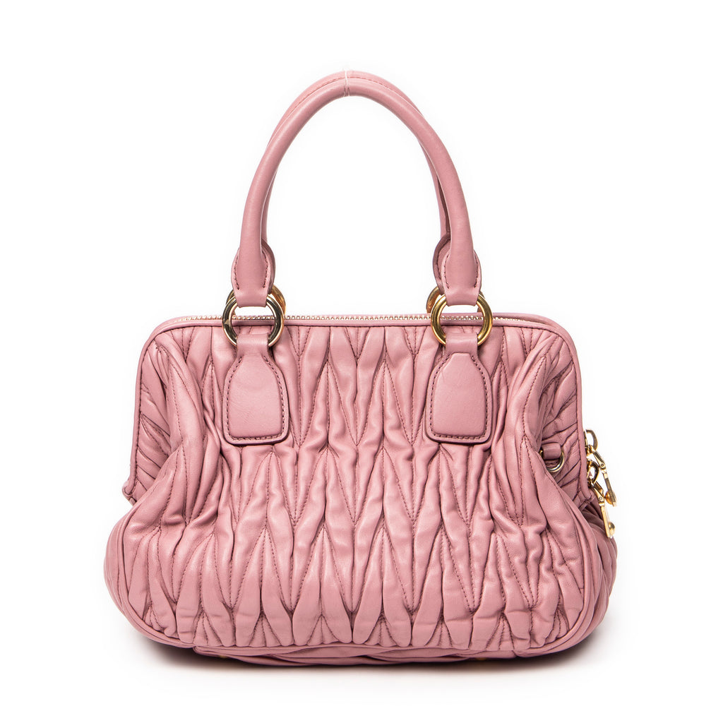 Shoulder Bag Frame Tote Pink Nappa Matelasse Leather