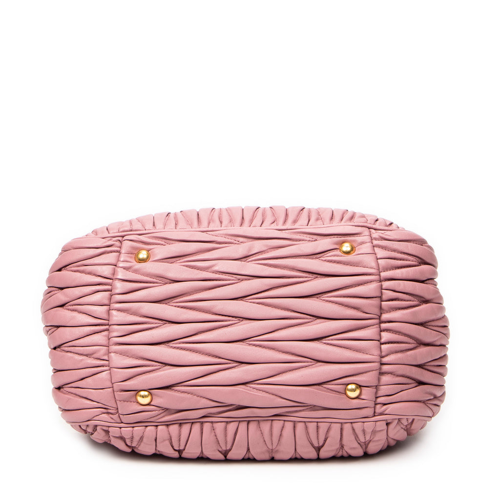 Shoulder Bag Frame Tote Pink Nappa Matelasse Leather