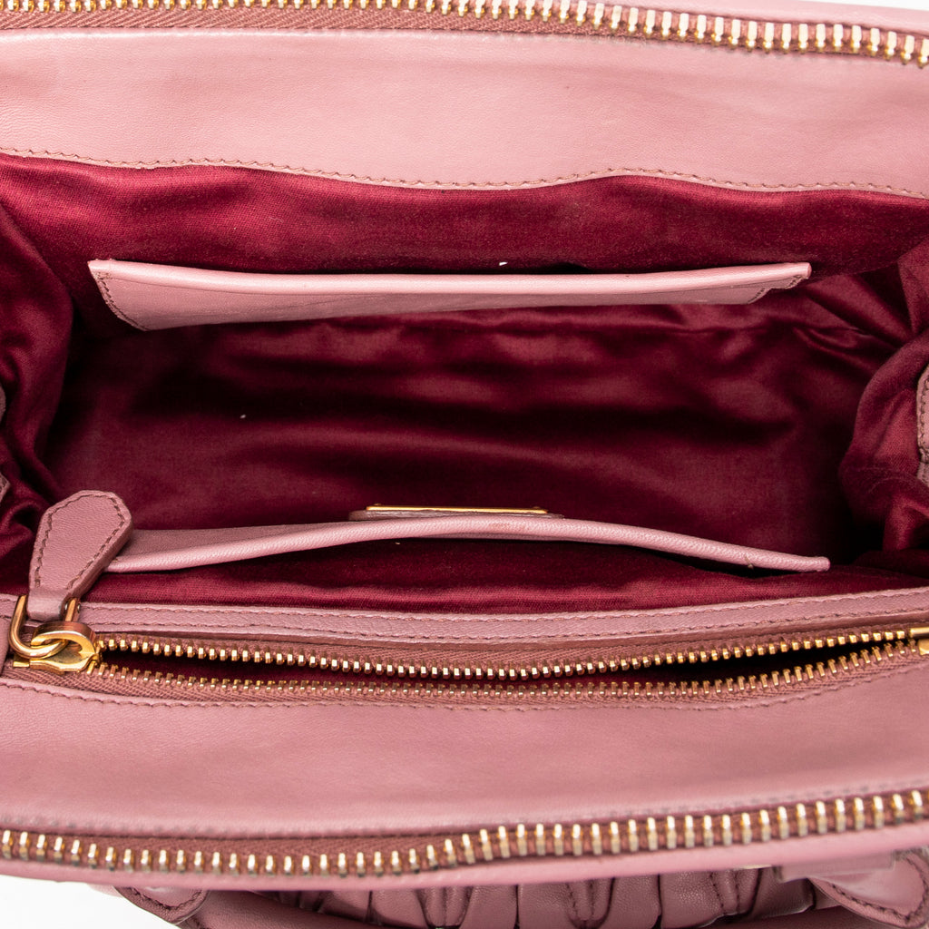 Shoulder Bag Frame Tote Pink Nappa Matelasse Leather