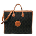 Shoulder Bag GG Script Tote Black Monogrammed Wool Canvas