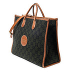 Shoulder Bag GG Script Tote Black Monogrammed Wool Canvas