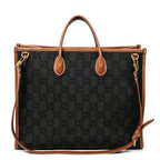 Shoulder Bag GG Script Tote Black Monogrammed Wool Canvas