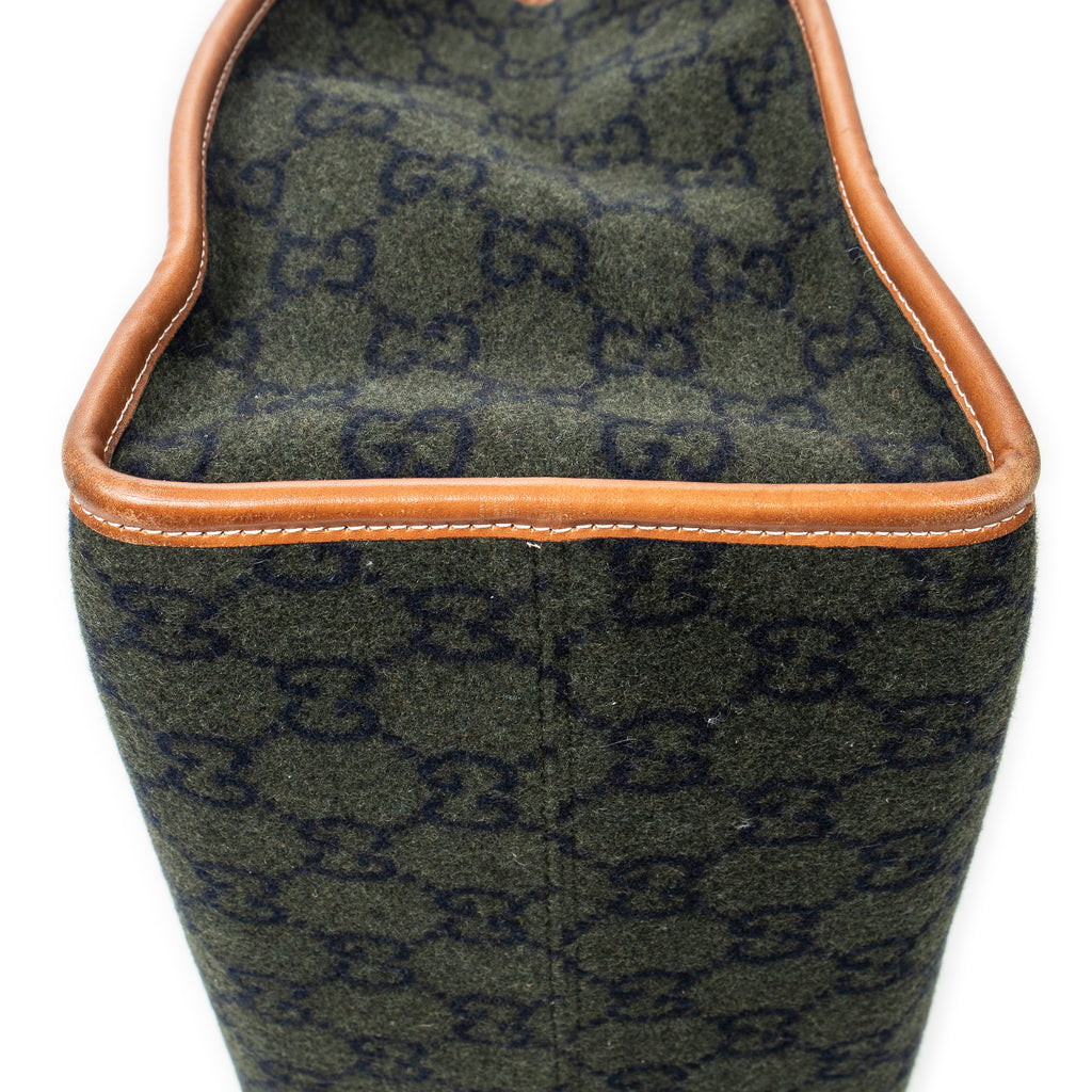 Shoulder Bag GG Script Tote Black Monogrammed Wool Canvas