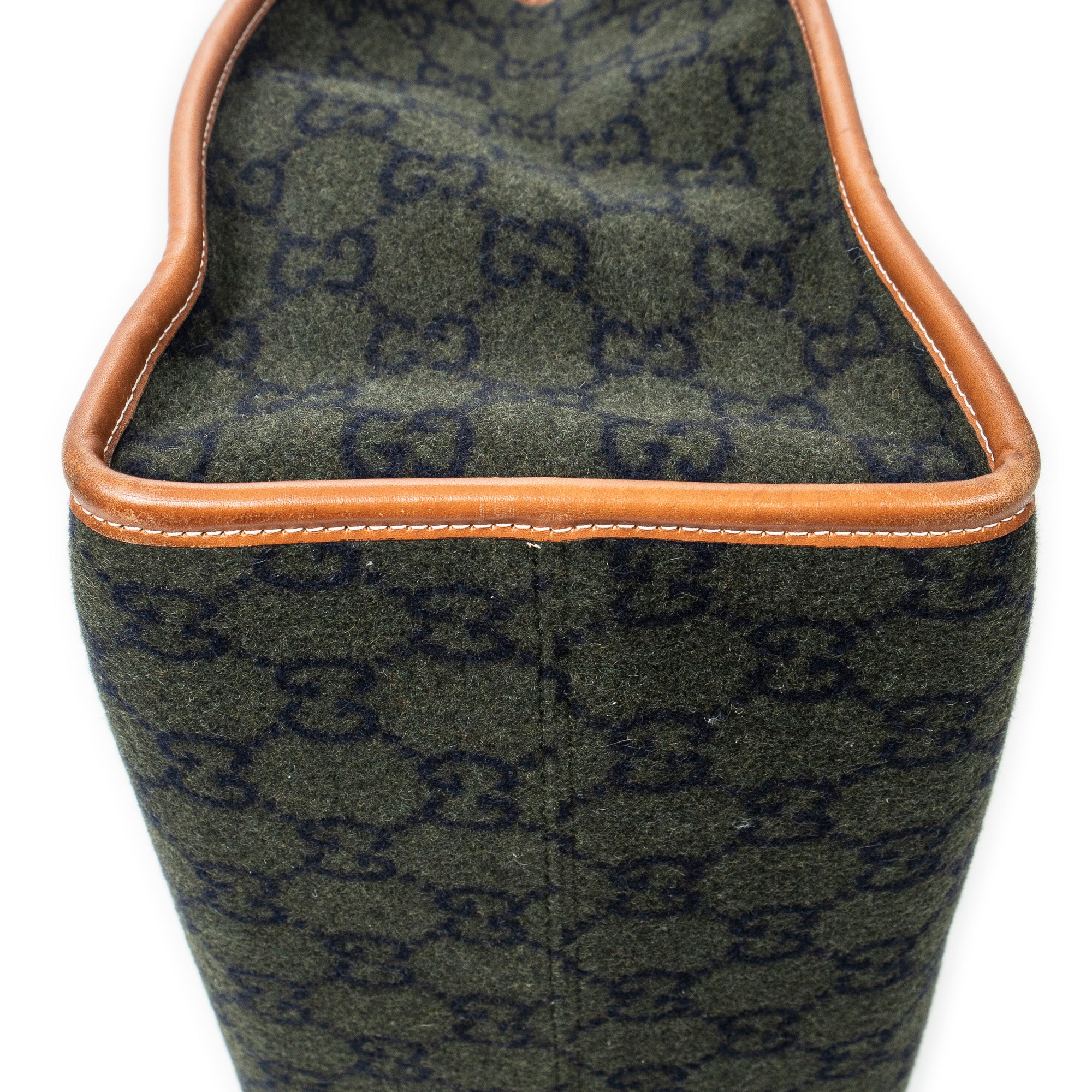 Shoulder Bag GG Script Tote Black Monogrammed Wool Canvas