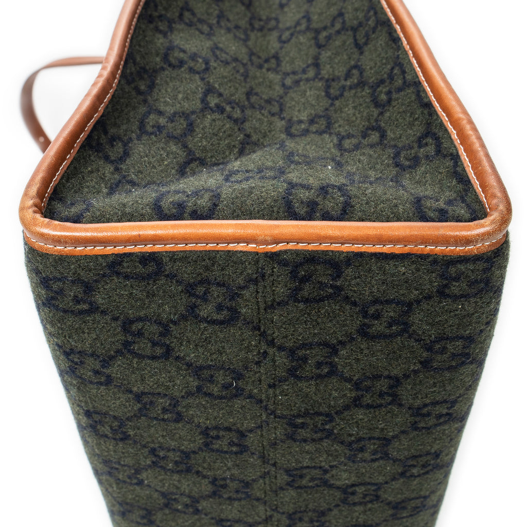 Shoulder Bag GG Script Tote Black Monogrammed Wool Canvas