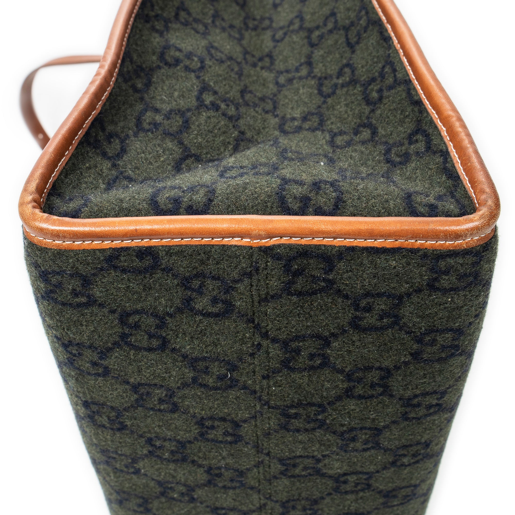 Shoulder Bag GG Script Tote Black Monogrammed Wool Canvas