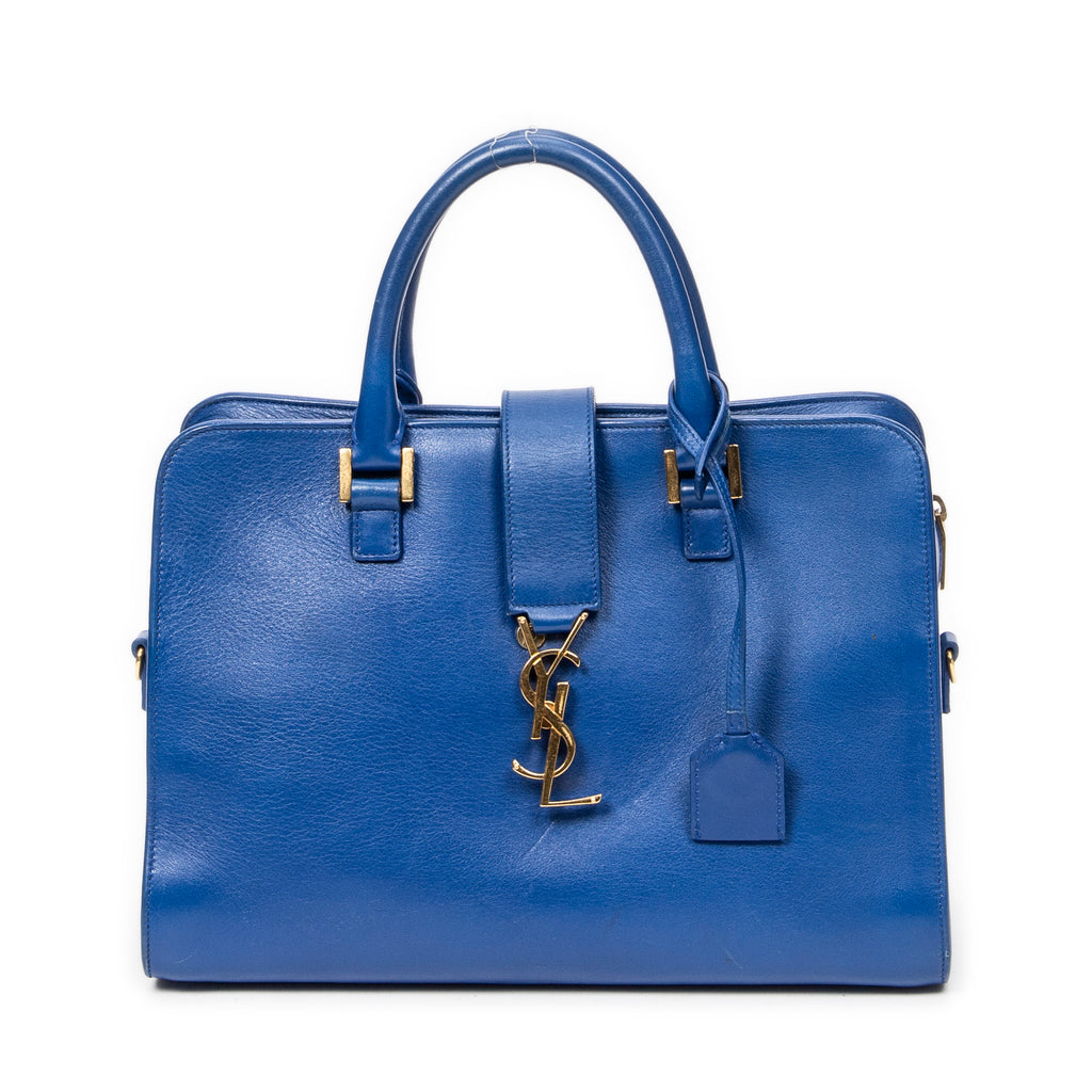 Shoulder Bag Small Monogram Cabas Blue Calfskin Leather