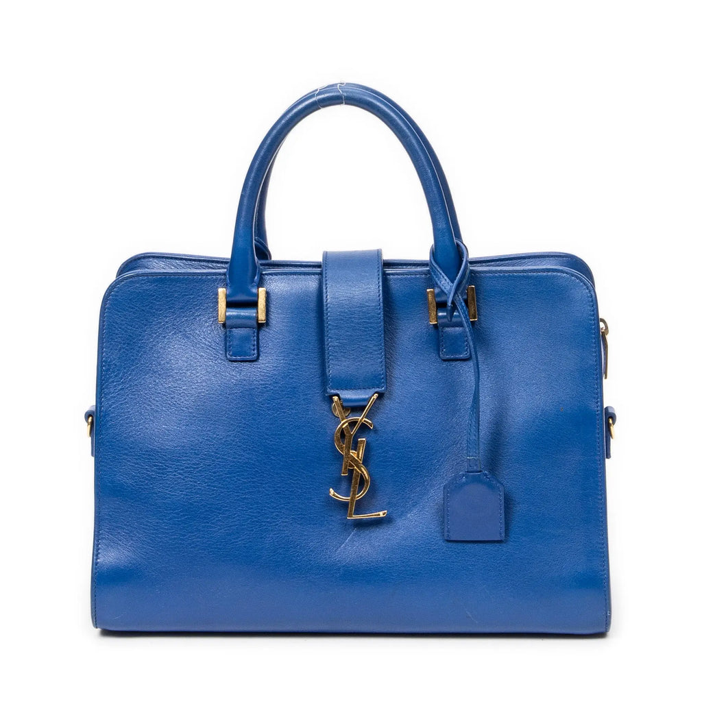 Bolso de Hombro Pequeño Monogram Cabas de Piel de Becerro Azul
